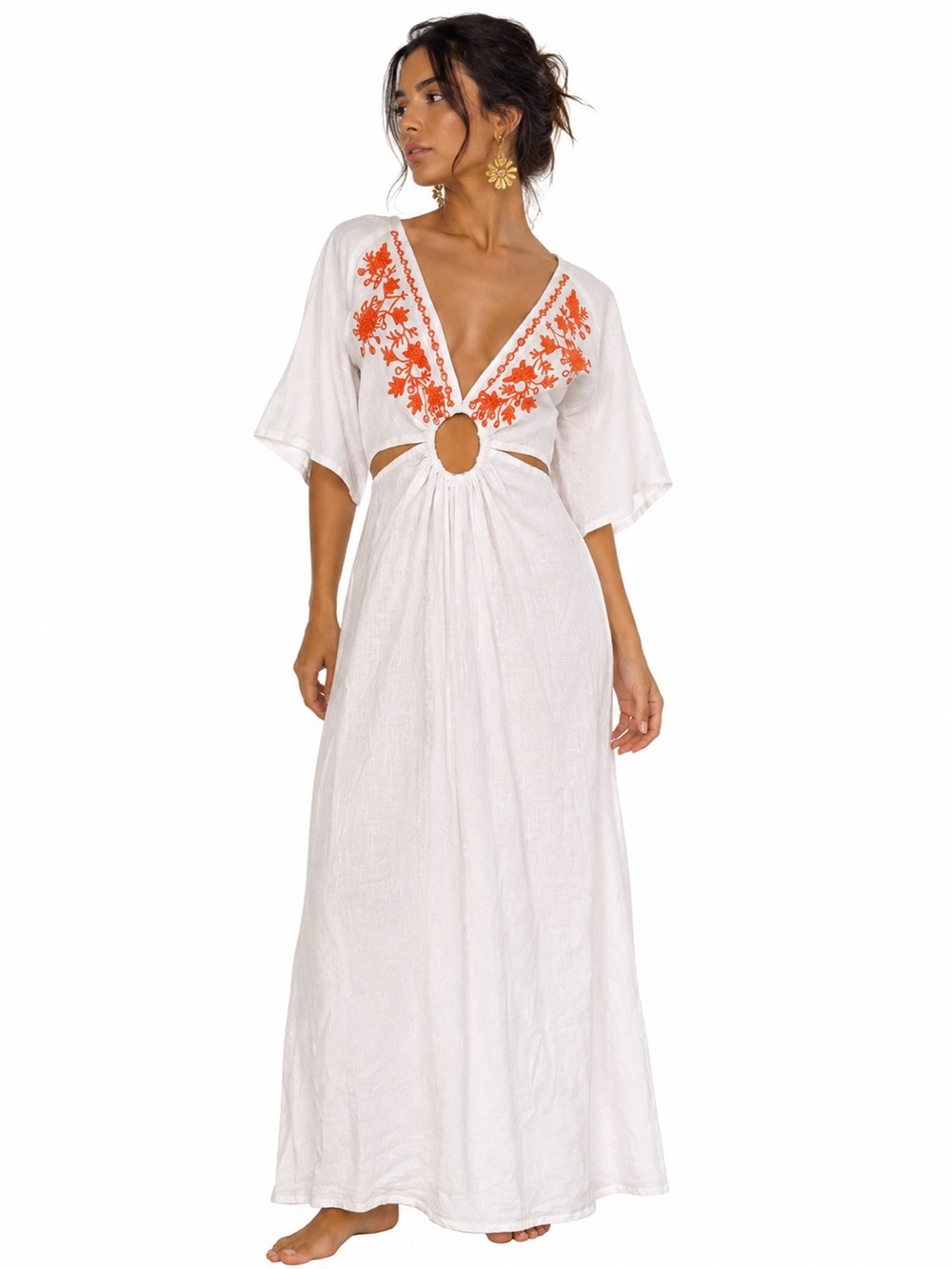 TAJ by Sabrina Crippa Resort Maxi Dress | Embroidered Cutout | Size S | NWT